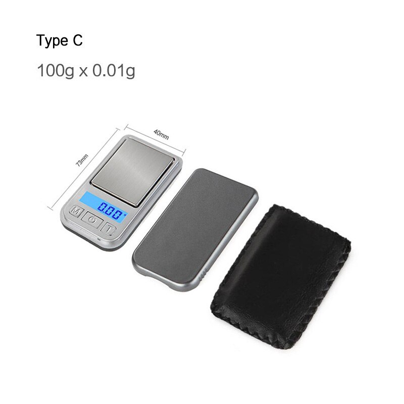Portable Mini Digital Pocket Scales 500g 200g 100g 0.01g Jewelry Palm Scale Gram Balance Weight Electronic Kitchen Scales: C-100gx0.01g