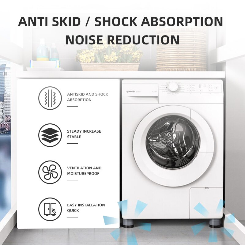 BETOCI 4PCS Washing Machine Floor Mats,Shock And Noise Reduction,Furniture Heightening Mat,Kitchen And Bathroom Non-Slip Mats