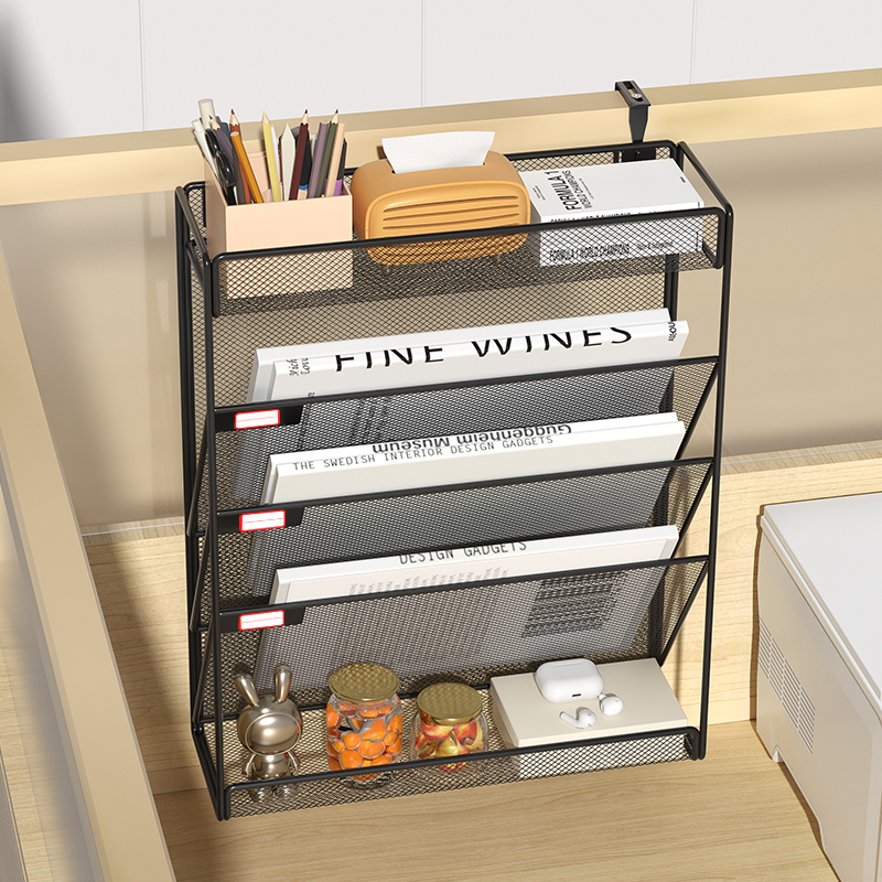 Bureau Bestandsorganisator Mesh 5-Tier, Hangende Muurbevestiging Document Organisatie Stand, Desktop Verticale Post Papieren Map Houder Rack