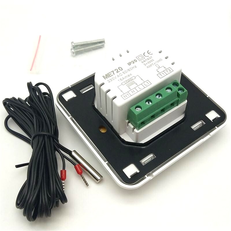 ME720D 220V 16A Electric Heating Warm Floor Thermostat Rotary Switch Two Sensors Manual Control Temperature Regulator