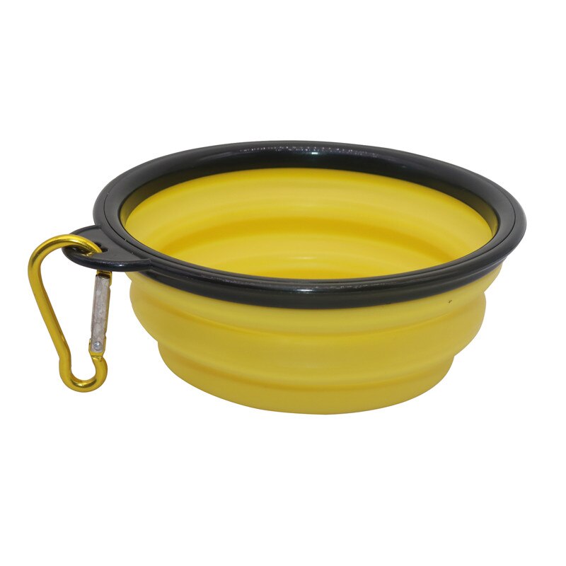 Sällskapsdjur mjuk hund skål 1pc vikbar silikon reseskål för hund bärbar hopfällbar fällbar hund skål för sällskapsdjur kattmat vatten matning: Gul