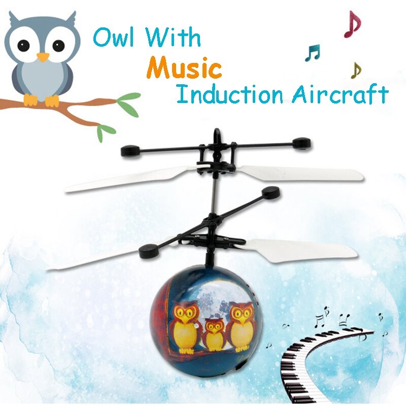 Infrared Induction Drone Flying Flash LED Lighting Ball Helicopter Child Kid Toy Gesture-Sensing USB Charging (Singing Owl)(no r: Default Title