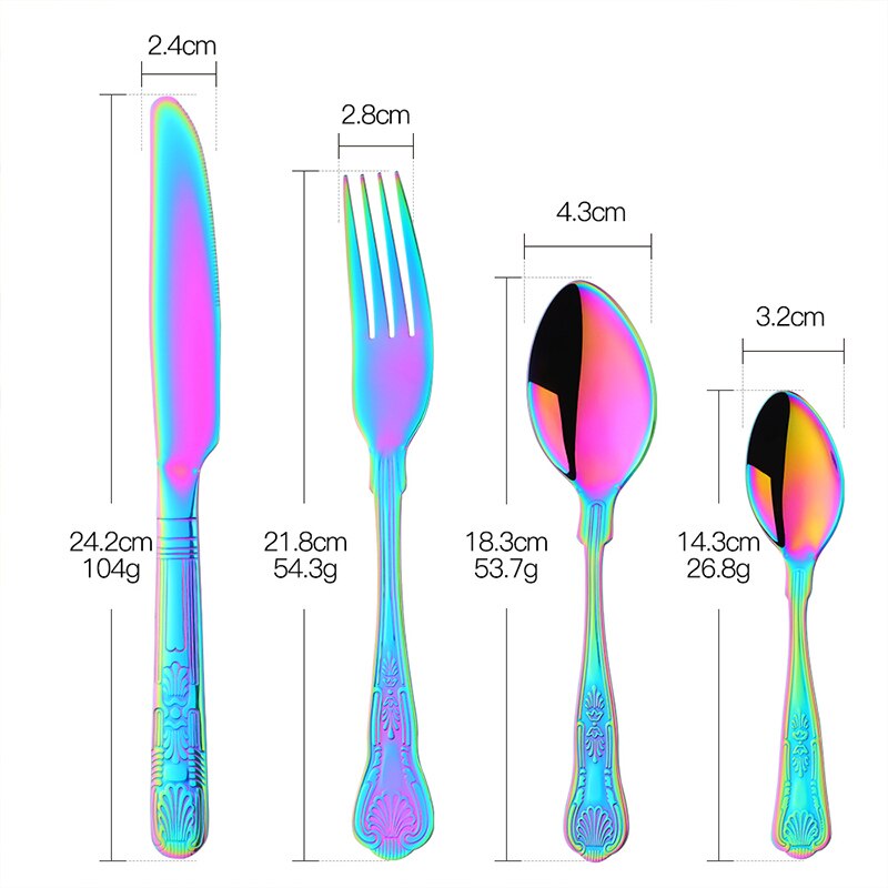 4-24PCS Luxury Flatware Set Stainless Steel Tableware Knives Forks Dining Dinner Spoon And Fork Western Food Dinnerware