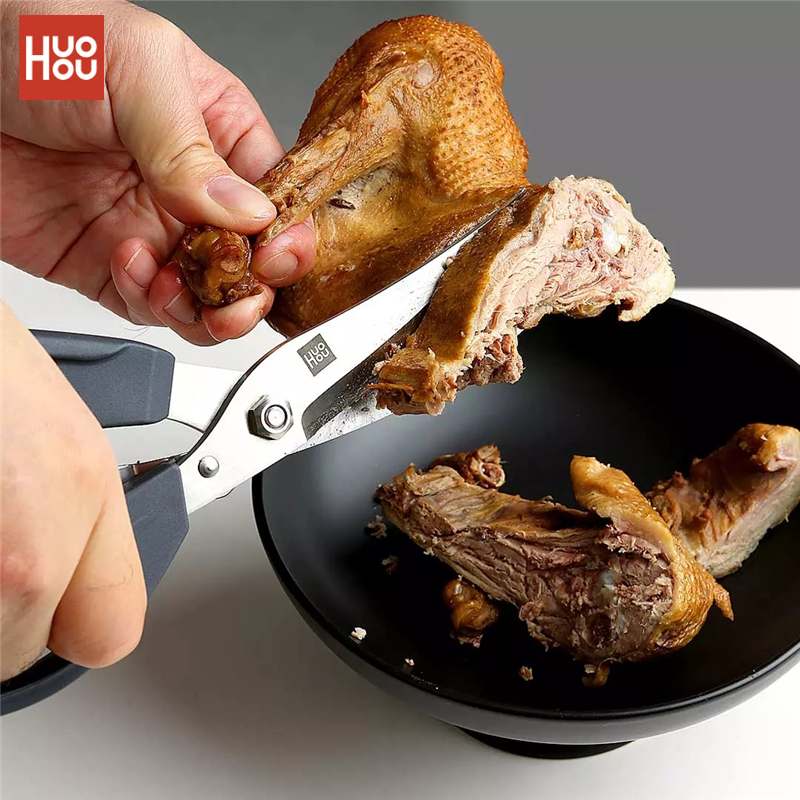 Houhou rustfrit stål køkken saks multipurposes saks værktøj cutter knogle saks til kylling fjerkræ fisk kød grøntsager