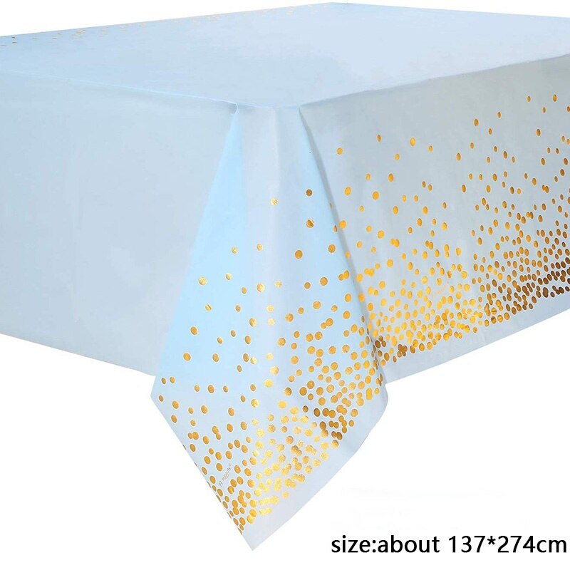 Nappe de Table à Pois Or, Rose et Argent de Décoration, Nappes Dorées d&#39;Anniversaire d&#39;Adultes, de Fête, Fourniture de Mariage, 137x274cm