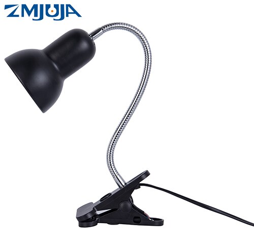 Adjustable Reading LED Desk Lamp E27 Light Holder With Clip Switch,360 Degree Twisted Flexible Metal Tubing led Table light: Black / Not include Bulb