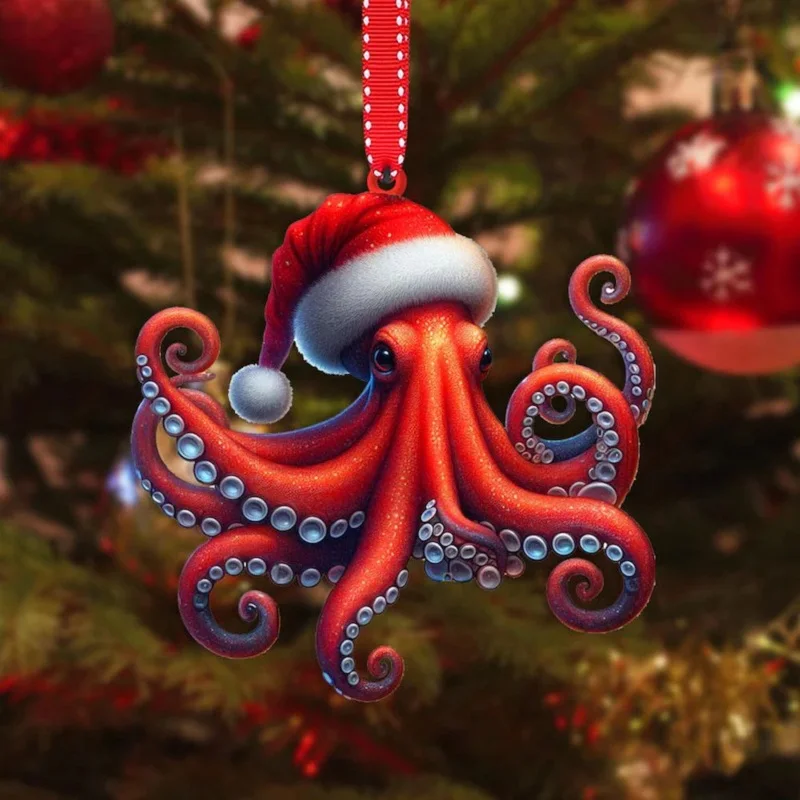 Christmas Tree Pendants Acrylic Cute Squirrel Hanging Ornaments For Wall Xmas Tree Decorations Party Supplies Year: Deep Sapphire