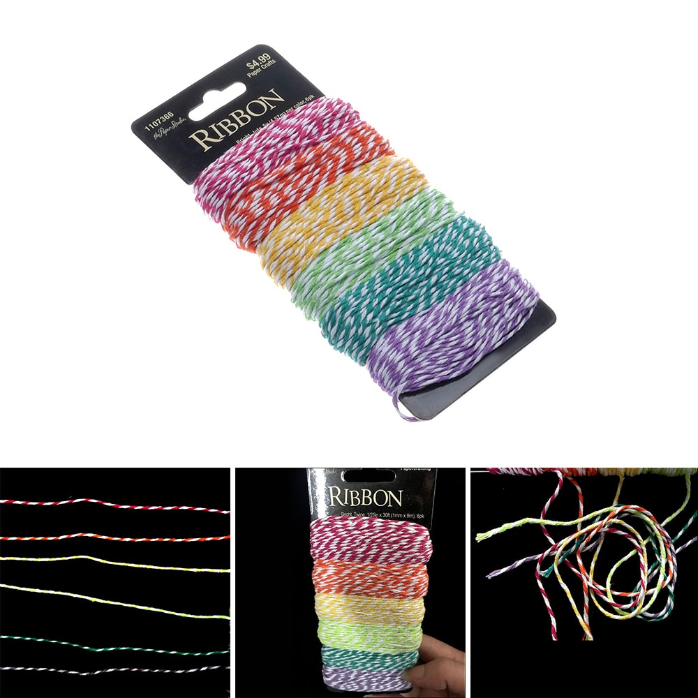 30 Ft Ribbon Thin Baker Twine Cotton Rope For Home Handmade Christmas Packing Craft Rope DIY Wedding Party Decoration