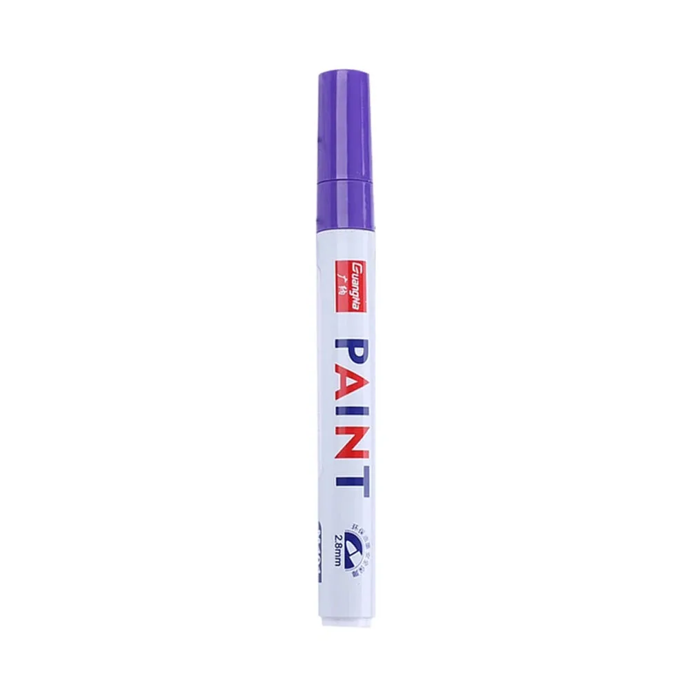 Caneta de pintura de carro à prova dwaterproof água roda de carro pneu pintura oleosa marca caneta auto borracha pneu piso cd metal marcador de pintura permanente: ROXO