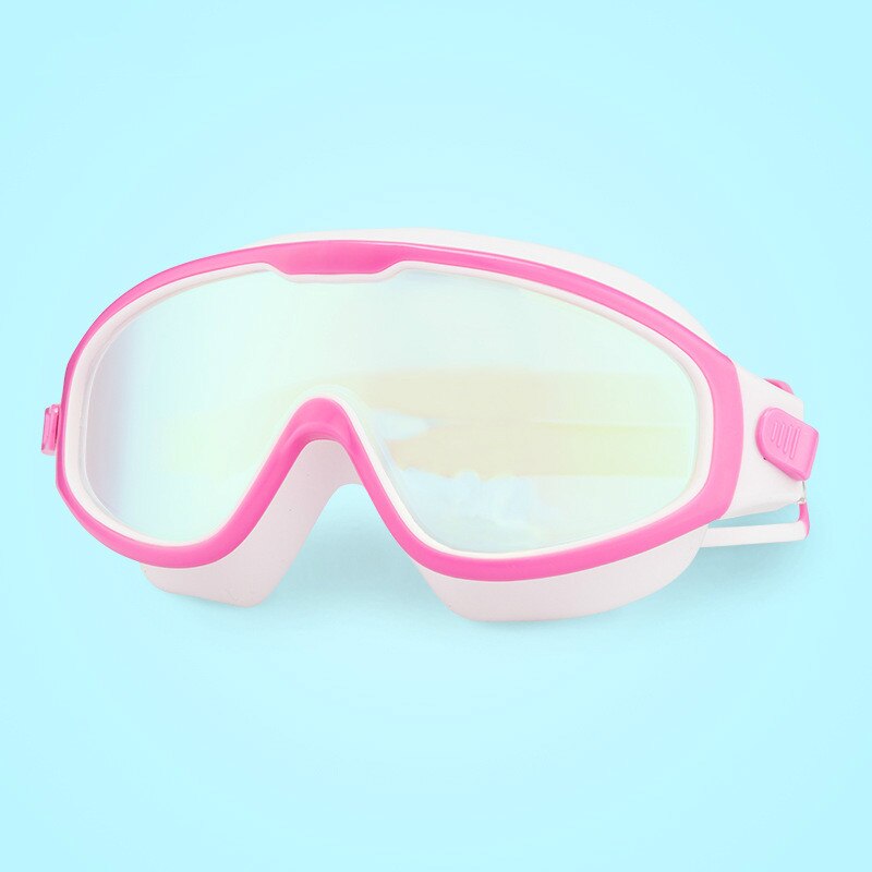 Børne svømmebriller anti-dug uv børne briller svømmebriller med øreprop til børn: Galvanisering lyserød