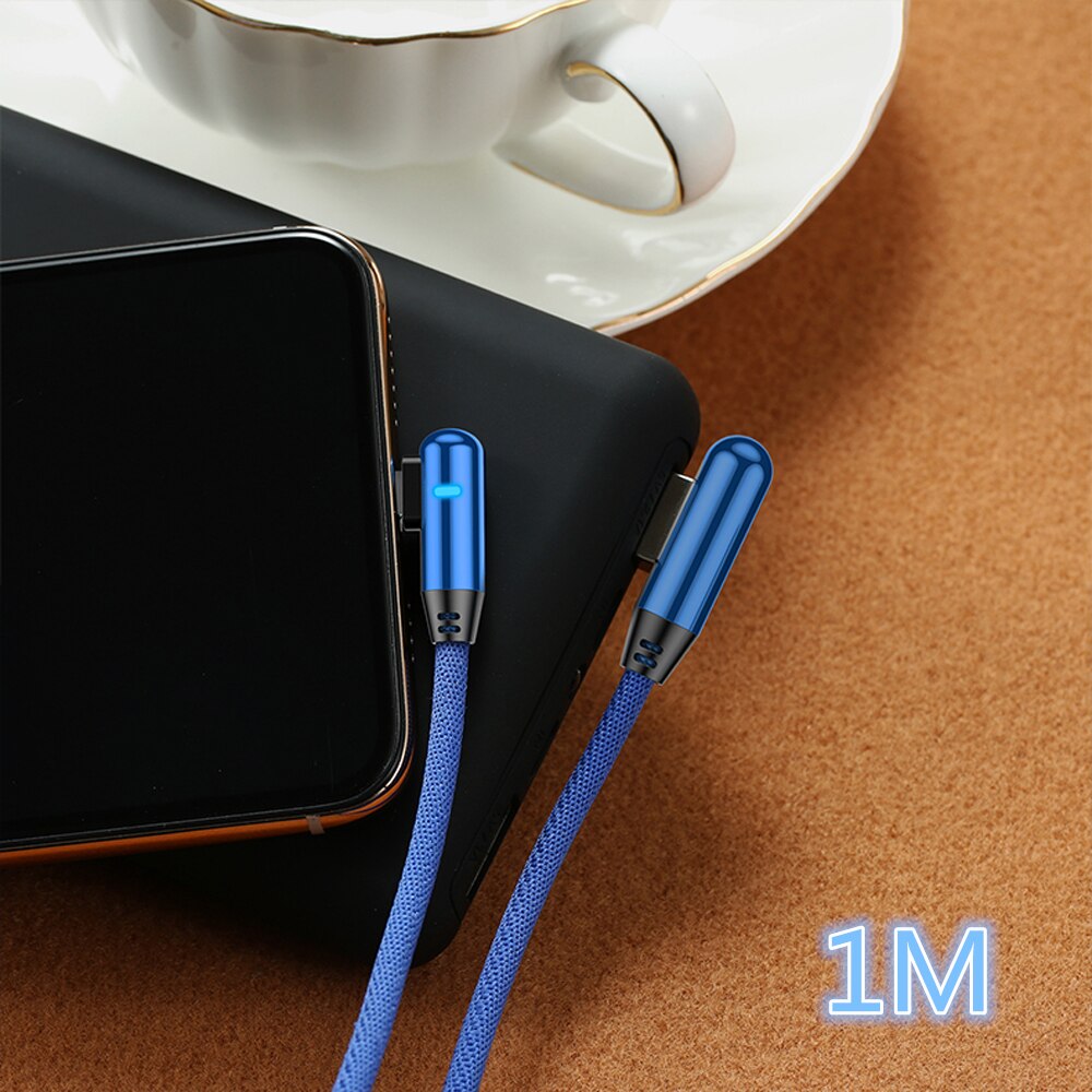 Led 90 asteen usb type c kaapeli iphone micro pikalataus usb-c kaapeli xiaomi redmi note 7 samsung  s10 a50 tipe-c johdolle: 1m sinistä / Tyypille c