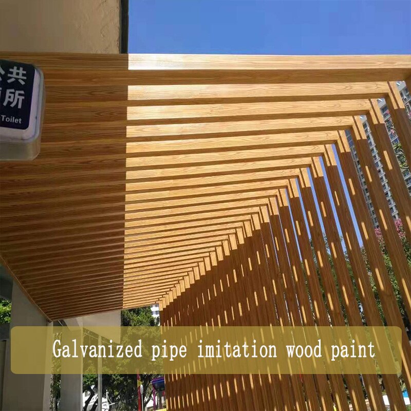 Pintura de madera de imitación de Metal, pintura de arte en agua, efecto de madera de imitación de pared de cemento, tubería galvanizada en madera