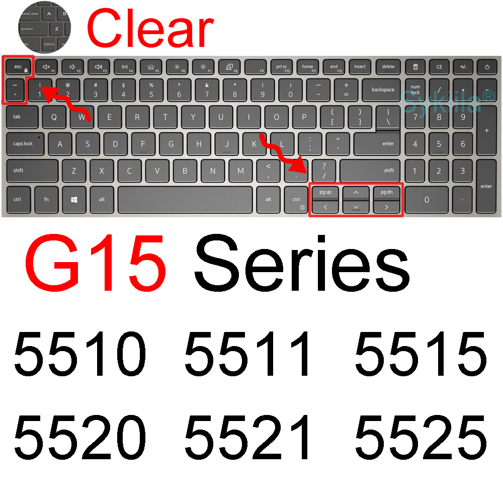 Keyboard Cover for Dell G3 Gaming G5 G7 15 17 G15 G16 3500 3579 3590 3779 5500 5587 5590 SE Laptop Silicone Protector Skin Case: Clear
