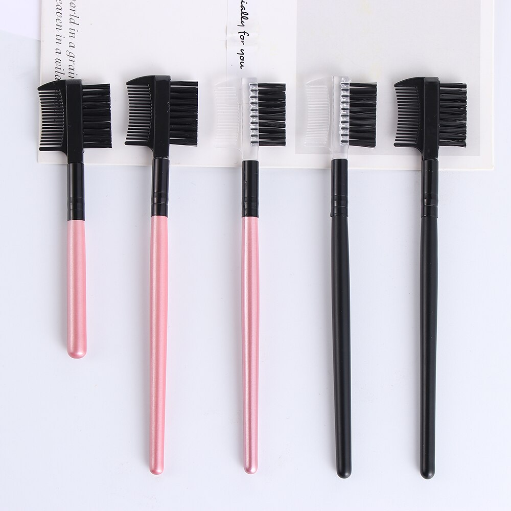 2 in1 Dual Purpose Eyelash Comb Pink Black Eyelash Eyebrow Brush Comb Eye Makeup Tool Eyelash Extension Tool