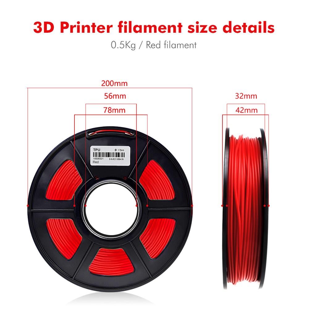 Enotepad 1.75mm TPU Filament Flexible 0.5KG Soft 3D Printing material Filament flex 1.75mm 3D Printer Modeling