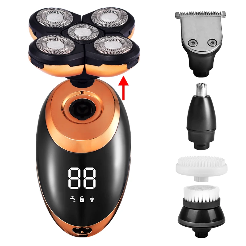 3 in1 Beruf elle Elektro rasierer USB wiederauf ladbare wasch nackt Männer fünf schwimmende Köpfe Rasierer Haars ch neider Nase Ohr Haars ch neider