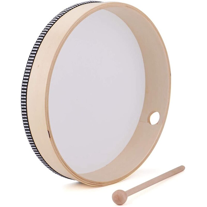 thumbnail image 2 of Foraineam 10 Inch & 8 Inch Hand Drum Set - Wood Frame Hand Percussion With Drum Sticks 2 of 5