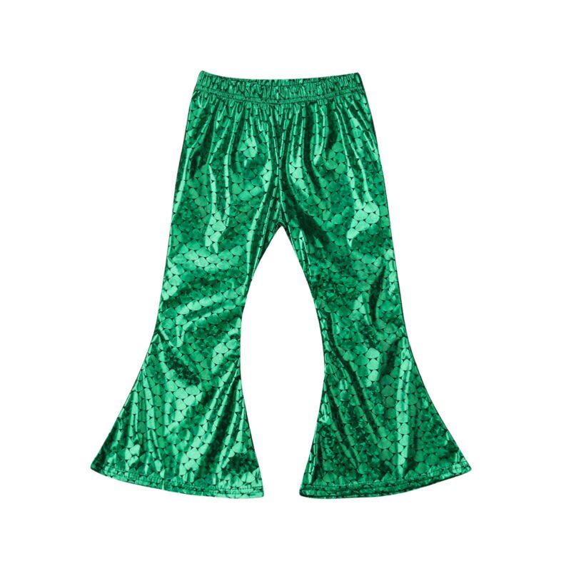 Kid Girls Shiny Mermaid Leggings Metallic Fish Scale Pants Fancy Dress Party