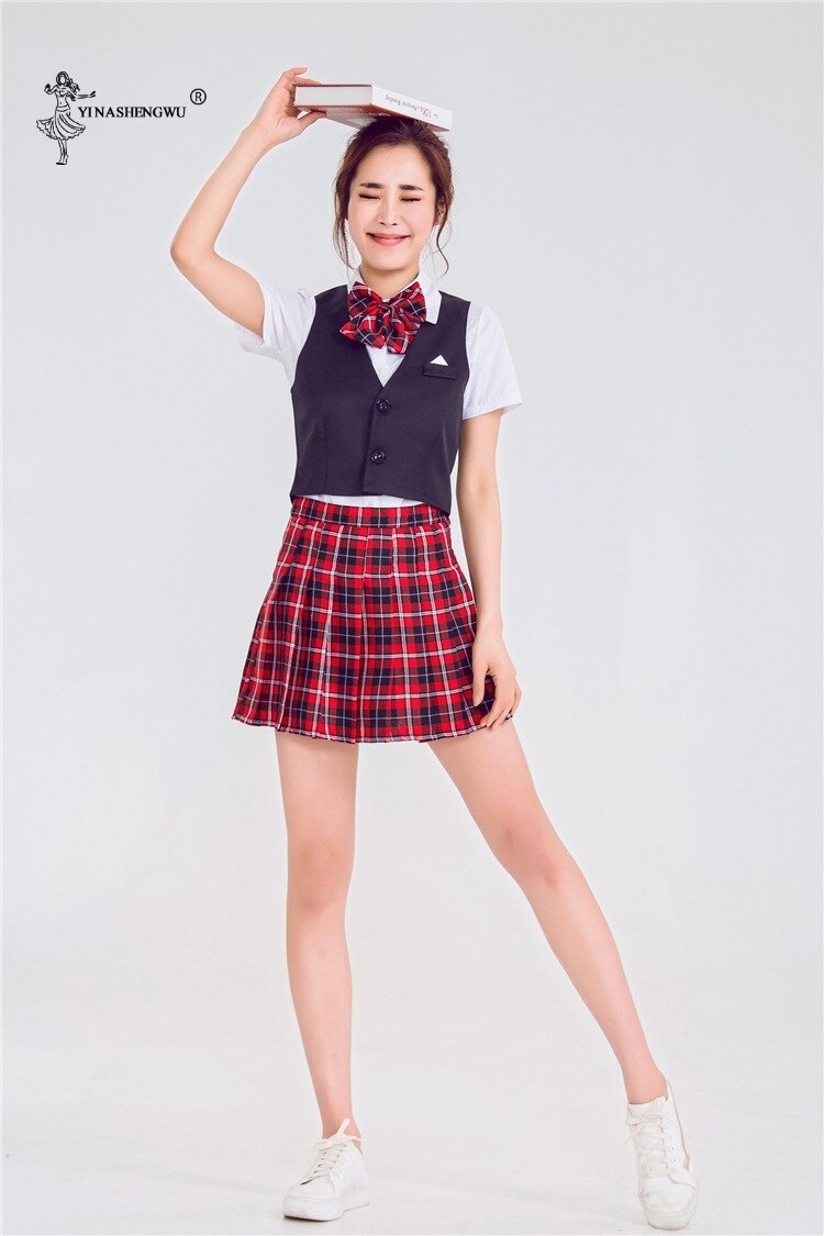 Girls Japanese School Uniforms Lady Female Group Sailor Suit Lady Team Dance Performance Halloween Costumes 2-piece Set With Tie