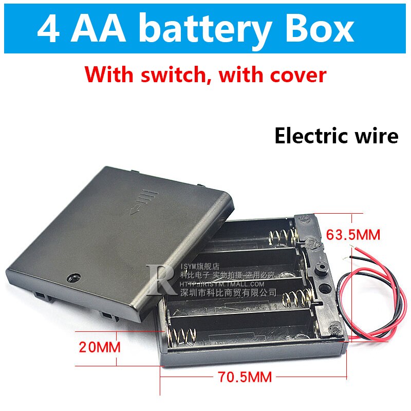 Aa batteri förvaringsbox aa batteripaket fodral självbatterihållare cellbox aa batterihållare med strömbrytare och lock 1-8x 4 st: 4x batteri box-sw