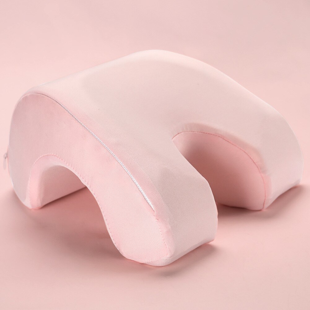 Curved Sleeping Pillow Memory Foam Slope Zipper Machine Washable Slow Side Leaning Rebound Pillow Office Lunch Break Car: Pink