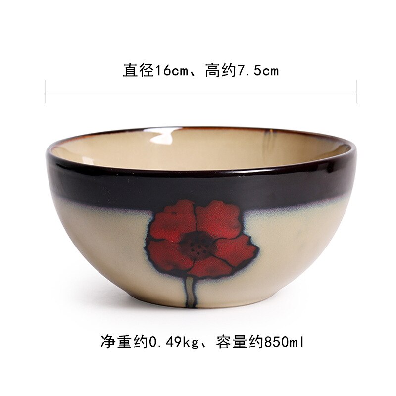 Japanese and Korean ceramic tableware set fish plate soup bowl noodle bowl rice bowl home plate deep plate dinner plate: 3