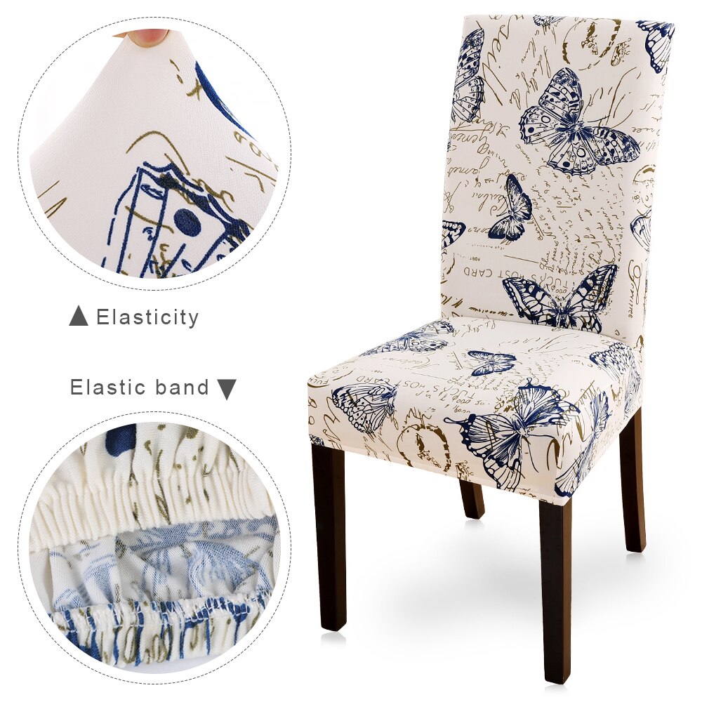 4Pcs Eetkamer Stoel Cover Afneembare Wasbare Stretch Seat Cover 1 Stuks, Populaire Vlinder Vorm