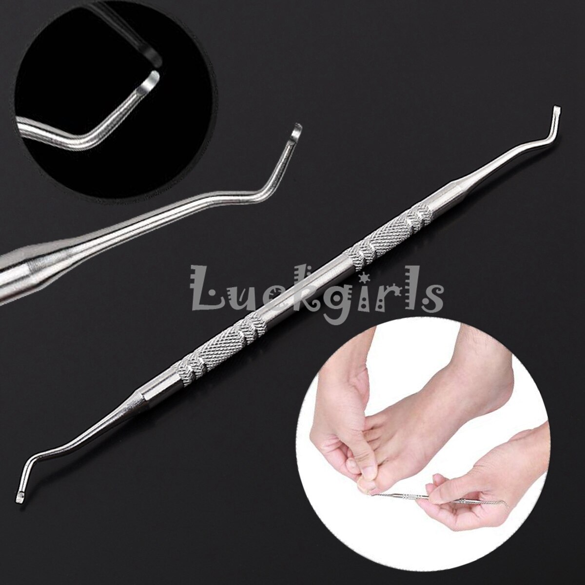 Ingrown Toe Nail Correction Lifter File Clean Installation Tool Pedicure Foot Nail Care Hook Double Ended Sided