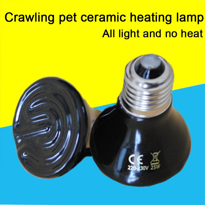 25/50/75/100W Reptile Heat Lamp Bulb Ceramic Heat Emitter No Harm No Light Infrared Heater Lamp for Chicken Aquarium Snake