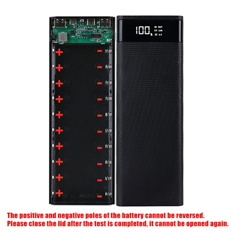 QC3.0/5V double USB 10*18650 housse de batterie portative avec écran d'affichage numérique chargeur de téléphone portable support de batterie boîte de charge