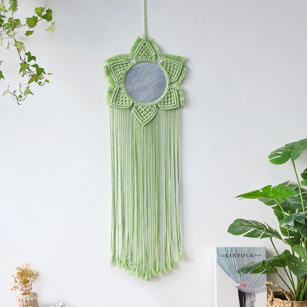 Miroir mural rond en macramé, tissé à la main, style Boho, décoration de maison, chambre à coucher, décoration de salon