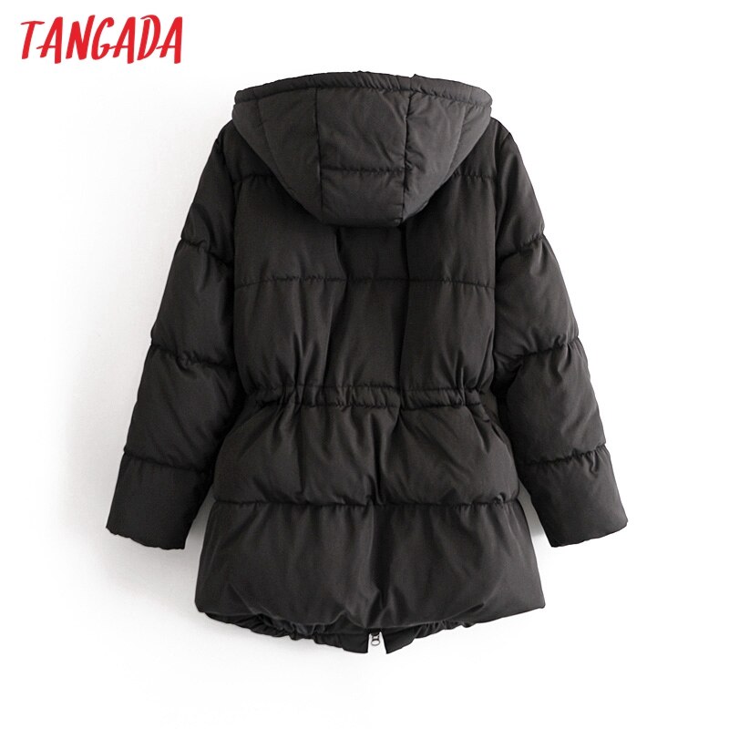 Tangada-cagoule surdimensionnée pour femmes kaki, fermeture éclair, capuche surdimensionnée, et épais, , QN72, Long manteau d'extérieur