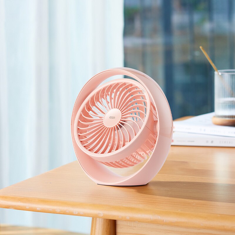 Esr Usb Bureau Ventilator Kleine Persoonlijke 2000Mah Desktop Tafel Ventilator 3 Gears Wind 5V/1A Bediening Draagbare mini Ventilator Voor Office Slaapkamer: Pink