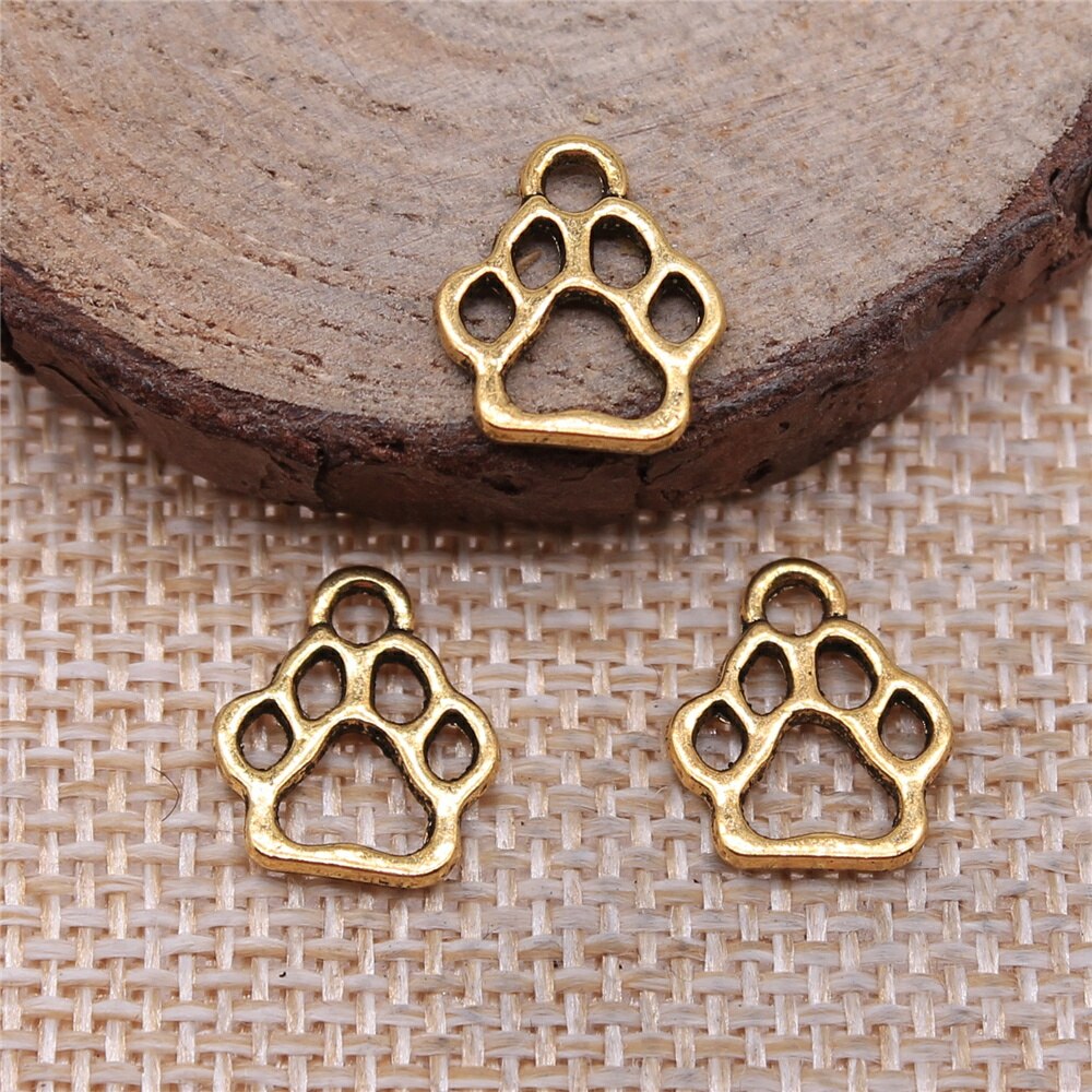 Wysiwyg 40 stk 13 x 11mm charms hundepote tibetansk bronze sølvfarve vedhæng antikke smykker fremstilling af gør-det-selv håndlavet håndværk: Antik forgyldt
