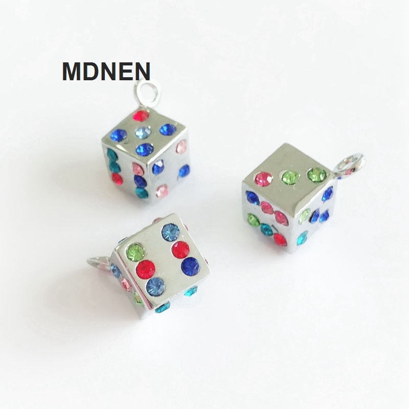 5pcs DIY accessory zinc alloy Colorful Rhinestone Dice Hang Pendant, Hang Charm Fit Diy Phone Strips