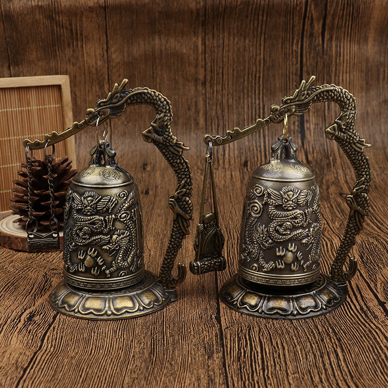 Metalen Bel Gesneden Dragon Boeddhistische Klok Geluk Feng Shui Ornament Woondecoratie Beeldjes China Bell Decor 1Pc