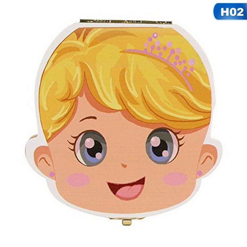 Baby Teeth Storage Box English Text Baby Boys Girls Wood Case Save Milk Teeth Collection Organizer Holder: H02