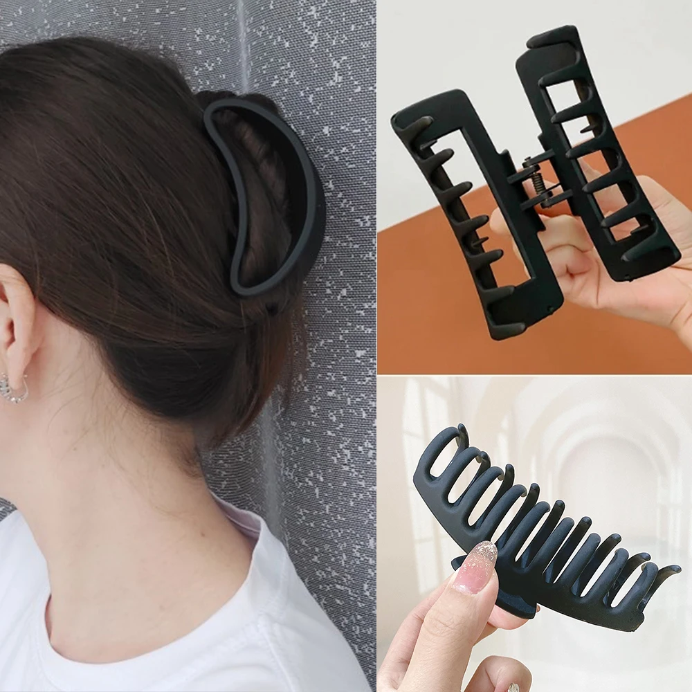 1 pieza de pinzas para el cabello grandes negras, pinzas para el cabello acrílicas elegantes, pasador, pinzas en forma de garra de cangrejo, accesorios para el cabello para mujeres y niñas