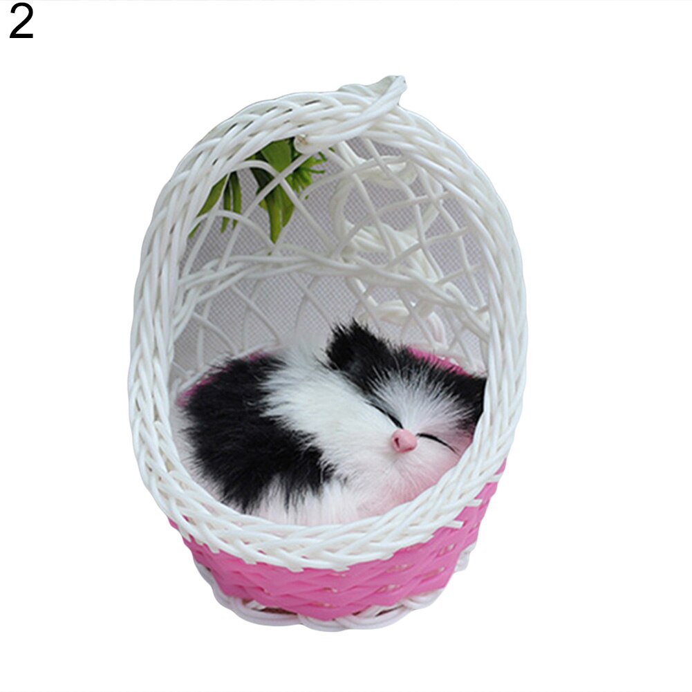 Kreative Nette Simulation Katze mit Hängenden Korb Hause Auto Ornament Spielzeug