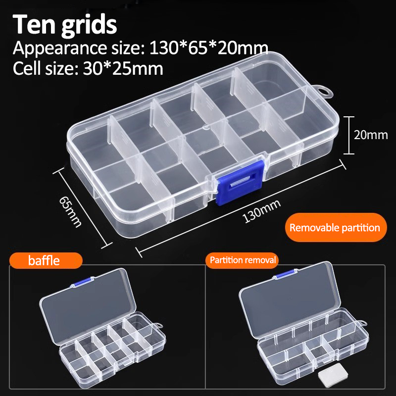 Transparante plastic doos Grote capaciteit Compartiment Organizer Box Onderdeel Gereedschapskist Meercellige materiaal Model Accessoires Opbergdoos: Black