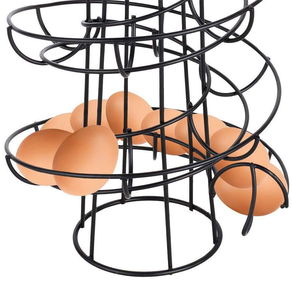 Multi-functional Black Egg Frame Spiral Egg Basket Stainless Steel Art Practical Storage Frame