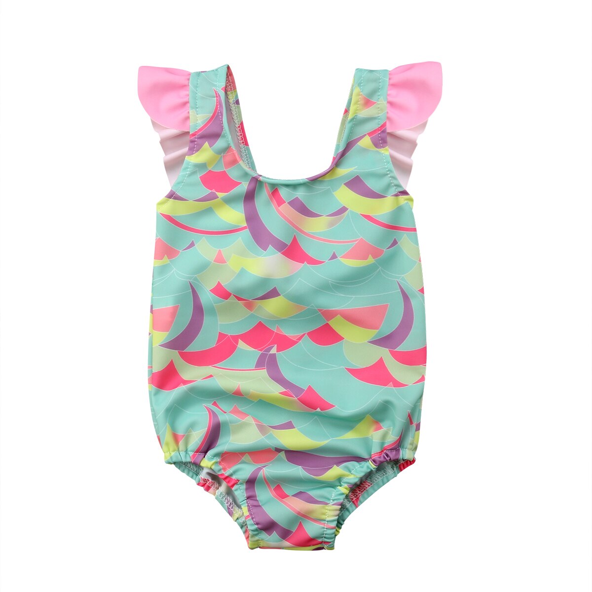 Brand Toddler Infant Kid Baby Child Girl Bathing Swimwear Wave One Piece Suit Bowkont Short Style Swimsuit Monokini: 100 CM