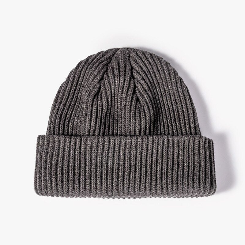 Luxury Brand Knitted Winter Autumn Beanies Men Women Solid Outdoor Thick Warm Hat Casual Skullies Big Size Caps: Gray