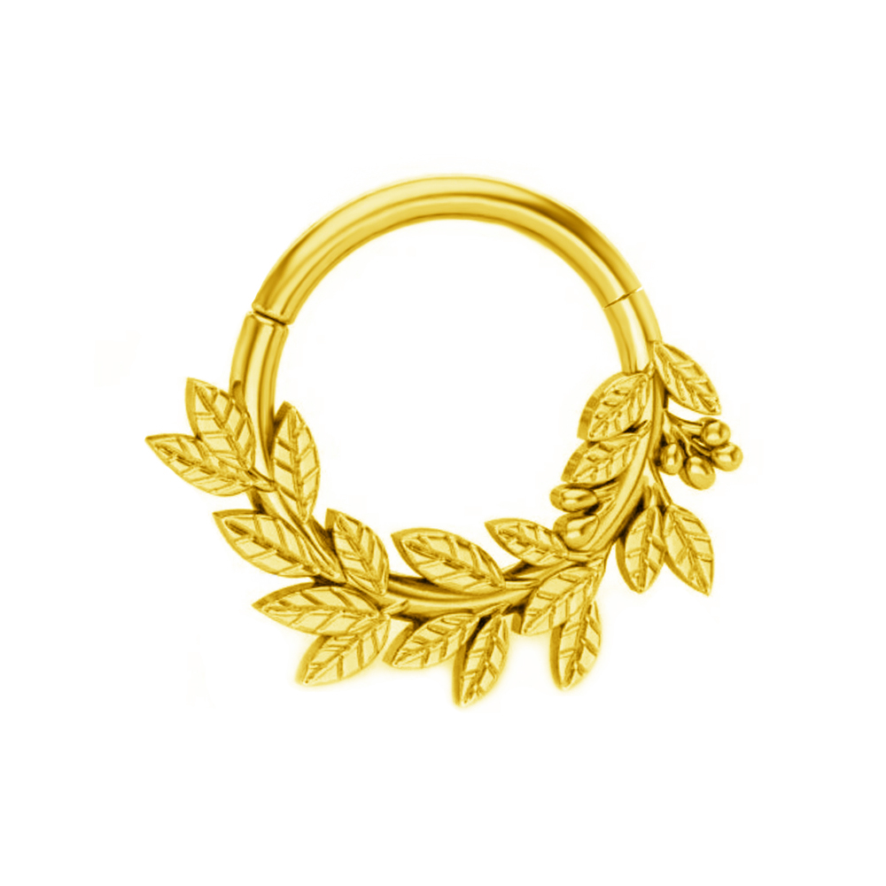 Wreath Septum Nose Ring Piercing Water Clicker 316L Stainless Steel Daith Clicker Helix Cartilage Earring BodyJewelry: Gold-color