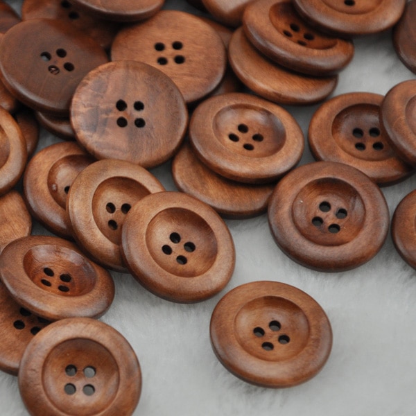 20pc mørke kaffe-runde træknapper til tøj 4 huller 30mm patchwork-knap til sytilbehør til håndarbejde  wb222: 25 mm 20 stk