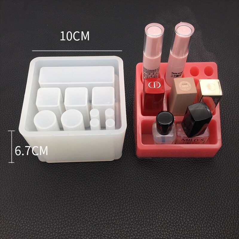 Caja de almacenamiento de barras de labios DIY, baratija de cristal hecha a mano, molde de silicona para Resina, molde de resina Epoxy, botella para pigmento, Molde de resina UV para almacenamiento