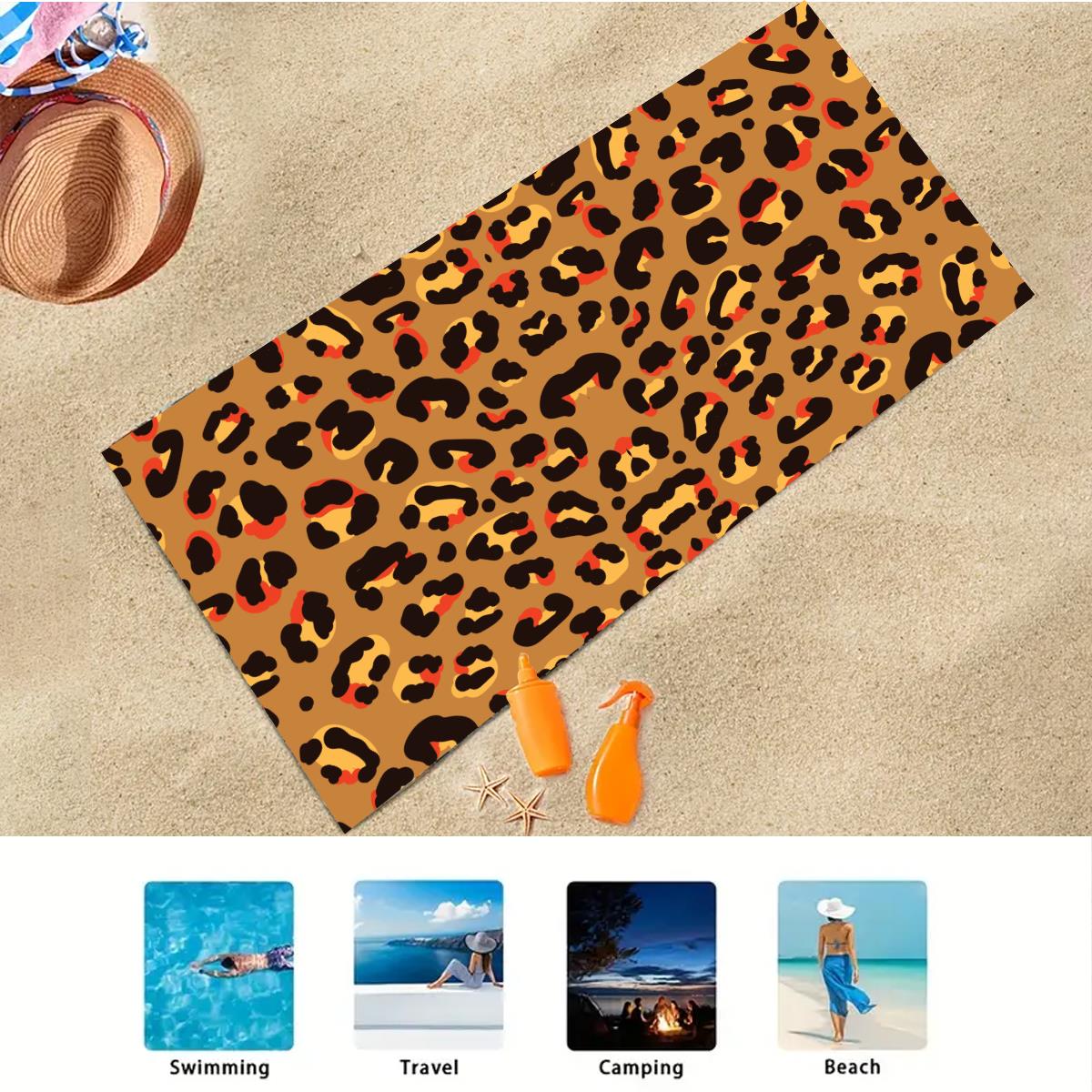 Toalha de praia tigre com estampa de leopardo, grande microfibra, ultra macia, secagem rápida, para natação, yoga, leve, viagem, acampamento