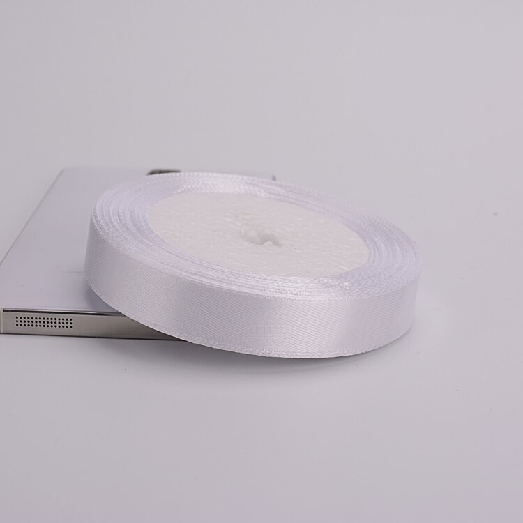 (25 yards/rulle )6mm-75mm hvide silke satinbånd bryllup dekorativt bånd indpakning gør-det-selv håndlavede materialer 9 str.: 15mm hvide