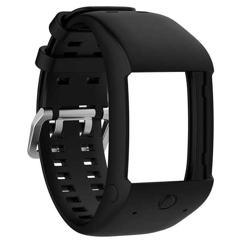 Comfortabele Siliconen Vervanging Horlogeband Wrist Strap voor Polar M600 Smart Horloge Polsbandje Strap Classic Roestvrij Stalen Gesp: Black