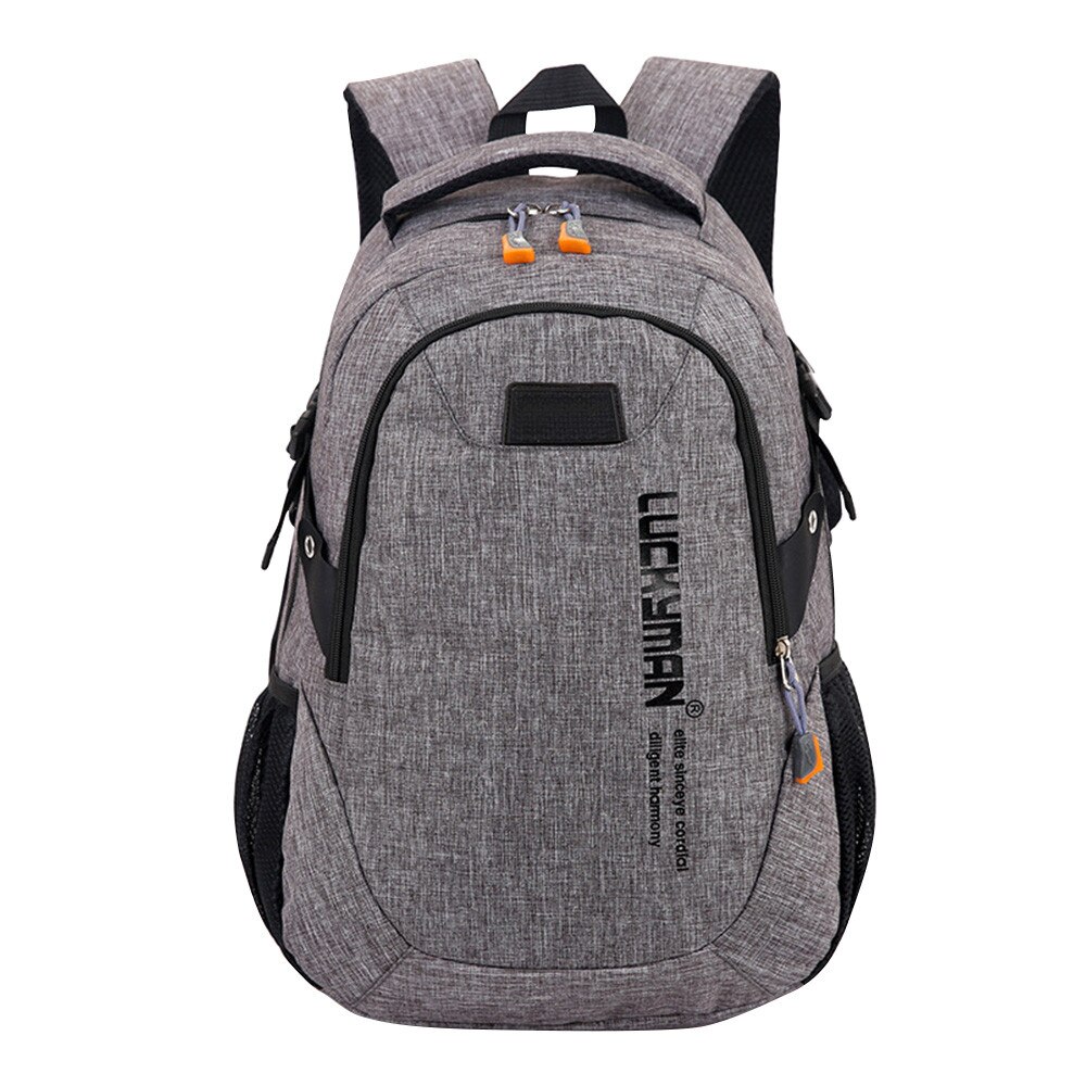 Men's Backpack Male Canvas Laptop Travel Backpacks Computer Bags High School Student College Bag Outdoor Shoulder Bag: Gray